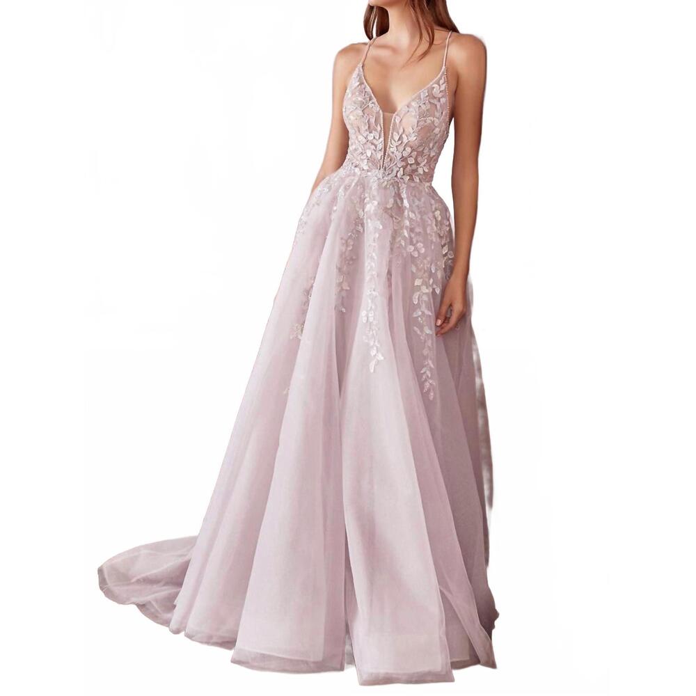 NEW ANDREA & LEO COUTURE mary floral gown in pale mauve